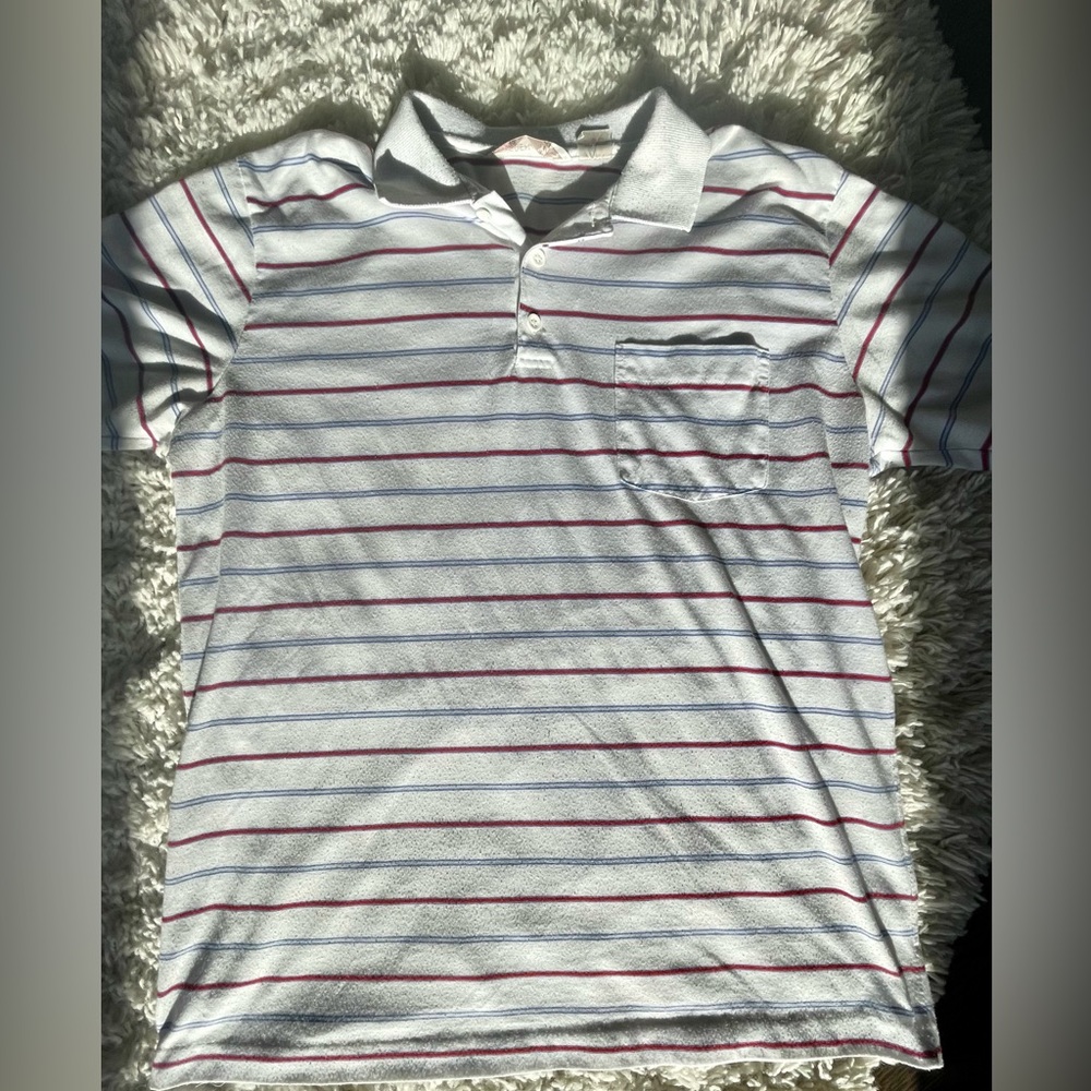 Grenadier Vintage Collared Stripped Polo Tee. Men’s Small. Cotton. Polyester.
